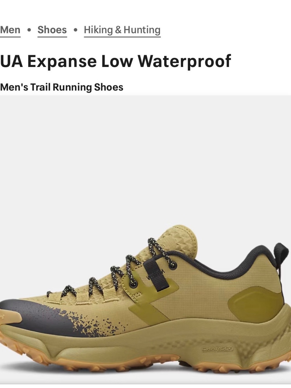Under Armour Men's Expanse Low Waterproof Trail Shoes — Olive/Black